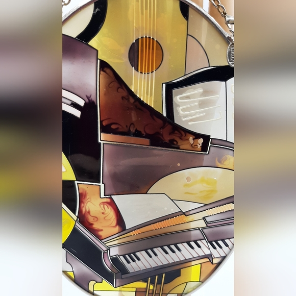Vintage PAUL BRENT Hand Painted AMIA of Denver Glass Panio Music Sun Catcher - Picture 2 of 8